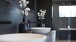 © Interiors and Design - A bathroom with two sinks and a mirror