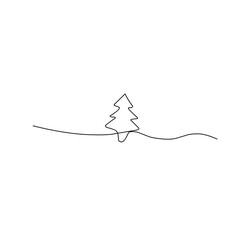 Wall Mural - Continuous linear Christmas tree