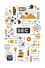 Poster - Abstract infographic illustration with geometric shapes and data representations