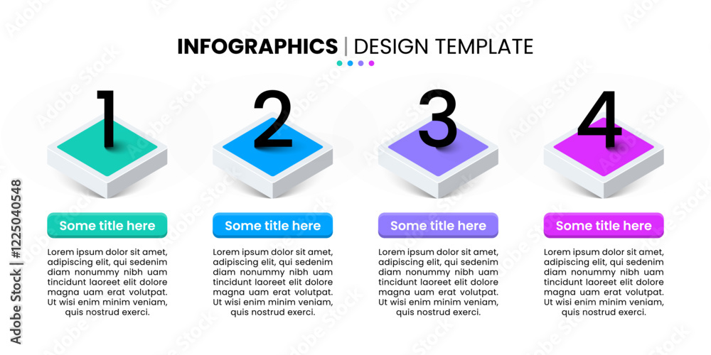 Infographic template. Isometric squares with numbers and 4 steps Stock ...