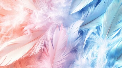 Poster - Delicate pastel feather arrangement dreamy studio digital art ethereal atmosphere close-up view soft textures for gigapixel masterpieces