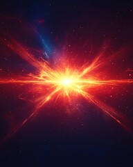 Poster - Cosmic Energy Burst Red Orange Light Streaks Starry Night Abstract Background