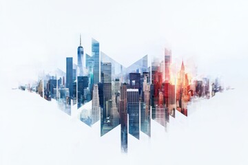 Poster - Creative urban skyline interpretation cityscape digital art abstract environment artistic viewpoint innovation concept