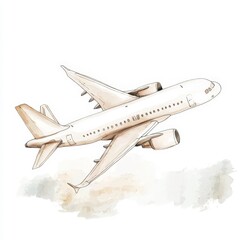 Watercolor Airplane Illustration on white background Drawing watercolor illustration art