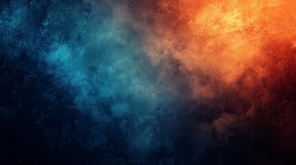 Poster - Abstract background with blue and orange hues, textured with fine particles and a dramatic lighting effect. The image evokes a sense of cosmic energy