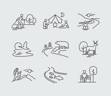 People Activity Nature Vector Line Icons