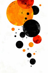 Sticker - A vibrant abstract design featuring circles in black, orange, and red against a white background, creating a dynamic visual effect.