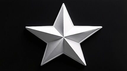 Poster - White Star Shape on Black Background Minimalist Geometric Design Simple Elegant Isolated Object