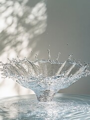 Poster - water splash with light and shadow creating a dynamic and abstract visual effect on gray background