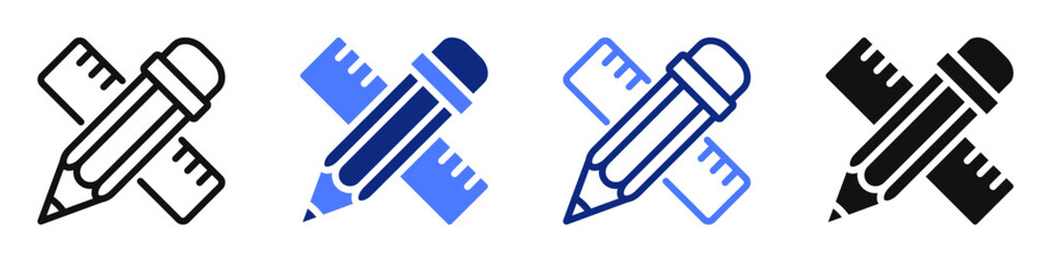 Aufkleber - Vector icon or logo of pencil and ruler related to education and creativity, school tools, graphic design. Symbol for website or app ui, logo design, illustration