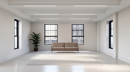 Poster - Modern spacious office interior with a couch, highlighting workspace design and flow