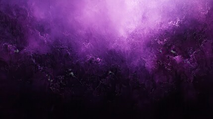 Poster - Abstract purple and black nebula texture with glowing particles and dark background. Cosmic dust and gas clouds create a dreamy, ethereal atmosphere