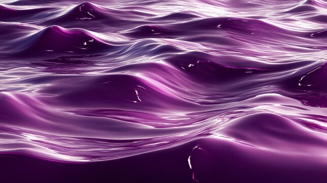 Abstract digital art depicting a wavy, textured surface in shades of deep purple and violet, illuminated by subtle highlights. The image evokes a