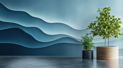Poster - Serene water-inspired patterns indoor space gigapixel art calming environment close-up view tranquility concept