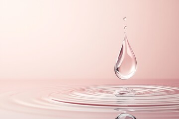 Poster - A minimalist depiction of a single tear drop falling into an empty void, drawn in soft, muted tones with subtle ripples spreading outward