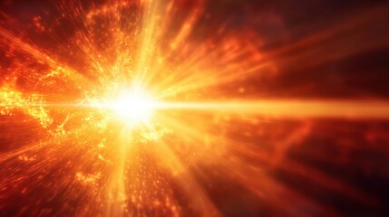 Poster - Fiery explosion with bright light and radiating energy in a cosmic space scene abstract art