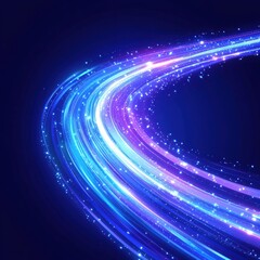 Poster - Abstract light trail with vibrant colors and sparkles on a dark blue background
