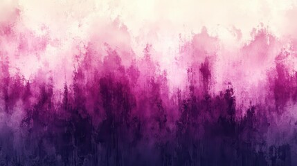 Poster - Abstract watercolor landscape painting featuring a gradient of purple, pink, and white hues. The textured, misty effect creates an ethereal