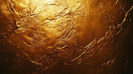 Poster - Abstract background texture with golden hues and varying shades of brown, featuring a rough, textured surface illuminated by a bright light source