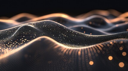 Aufkleber - Abstract digital wave with glowing particles on dark background dynamic light and shadow