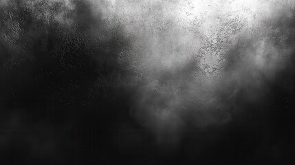 Poster - abstract grayscale image featuring a dynamic cloud of white powder or dust particles against a dark 