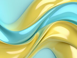 Poster - abstract flowing waves of yellow and blue create a smooth and modern background design