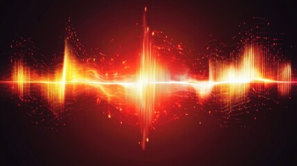 Poster - A dynamic abstract red sound wave with glowing accents, set against a sleek, dark background.