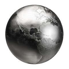 Aufkleber - silver globe with textured surface isolated on transparency background