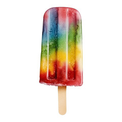 Aufkleber - Colorful watercolor popsicle with stripes on transparency background