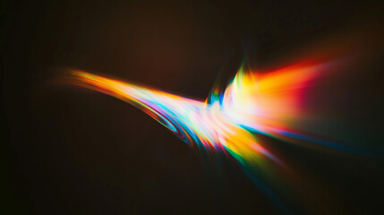 Aufkleber - Mesmerizing abstract display of colorful light refractions on a black background. Rainbow hues of red, orange, yellow, green, blue, and violet create a dynamic, flowing, and ethereal optical pattern b