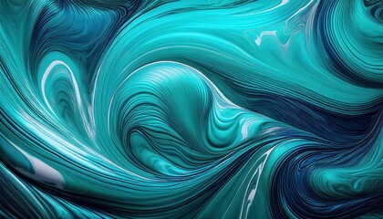 Poster - Striking Turquoise Swirls Resembling Abstract Marble or Liquid A Mesmerizing Visual Symphony of Color and Motion