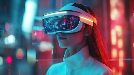 Poster - A modern smart headset designed for VR, showcasing interactive holograms and innovative virtual reality features
