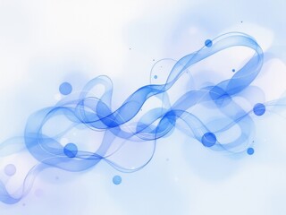 Poster - Abstract blue wave pattern with swirling lines and circular elements on white background