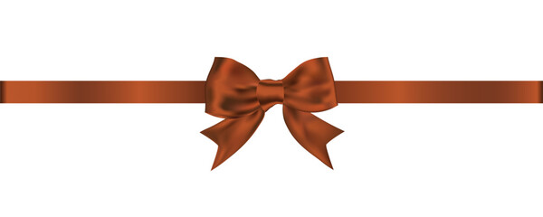 Wall Mural - Vector brown bow and ribbon for decorating gifts, important days, birthdays, Valentine's Day, decorative articles, web pages.