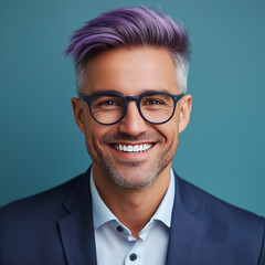 Portrait of a young man with glasses studio environment photography calm background close-up confidence and style