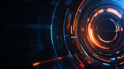 Poster - Abstract futuristic digital background with glowing circles and lines, representing technology and innovation