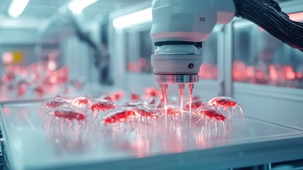 Poster - Automated 3D Printing Process in a Futuristic Laboratory Setting with Robotic Equipment and High Tech Machinery