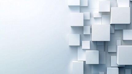 Poster - Abstract white cubes background with soft light and shadows for modern design projects