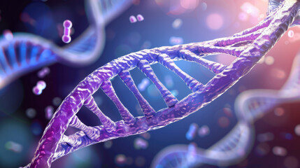 Poster - close up view of dna double helix structure, showcasing its intricate design and vibrant colors, sym