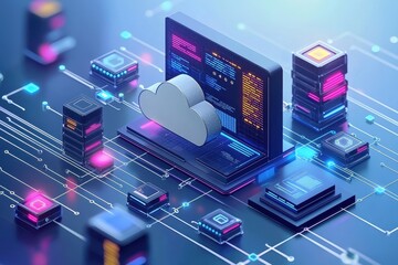 Cloud Computing Concept with Modern Digital Technology Elements