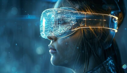 Poster - futuristic interface experience with sleek headset technology