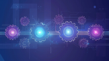 Poster - digital gears and circuits representing technology and innovation