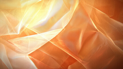 Poster - Translucent orange fabric with soft folds and light reflections creates warm atmosphere