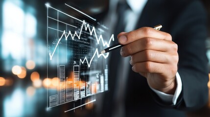 Poster - Financial Data Analytics Visualized on Graph Chart for Business Investment Decisions