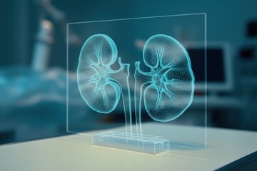 Wall Mural - Holographic Kidney Model Medical Technology Display