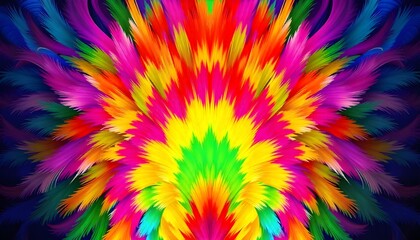 Aufkleber - A vibrant, multicolored abstract background featuring a dynamic pattern resembling feathers or scales, radiating energy and creativity through flowing textures and bold hues