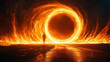 © Mlaku Banter - Fiery portal, man approaches, night, flames swirl, fantasy art