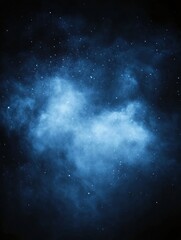 Poster - Cosmic Cloud of Stars and Dust in Deep Space with a Mysterious Blue Light and Dark Background