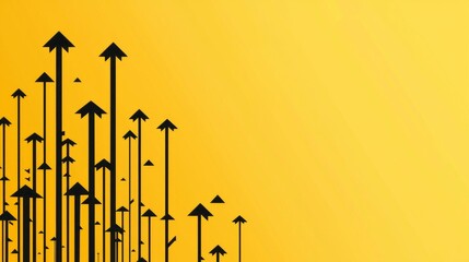 Poster - A striking visual composition features bold black arrows pointing upward on a bright yellow background. This design conveys themes of growth, innovation, and determination, inspiring positive energy