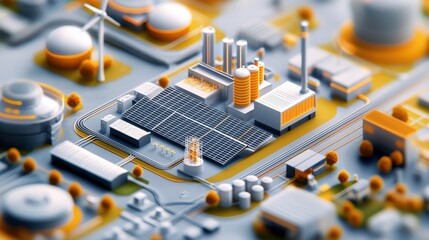 Poster - futuristic smart city with renewable energy infrastructure and innovative urban design